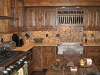 Kitchen with Dark Brown Wood Cabinets